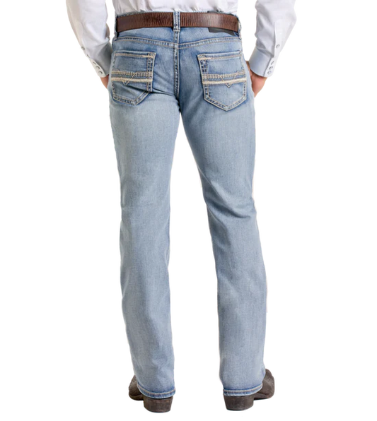 Slim Fit Leather Stitch Pocket Straight Leg Jeans