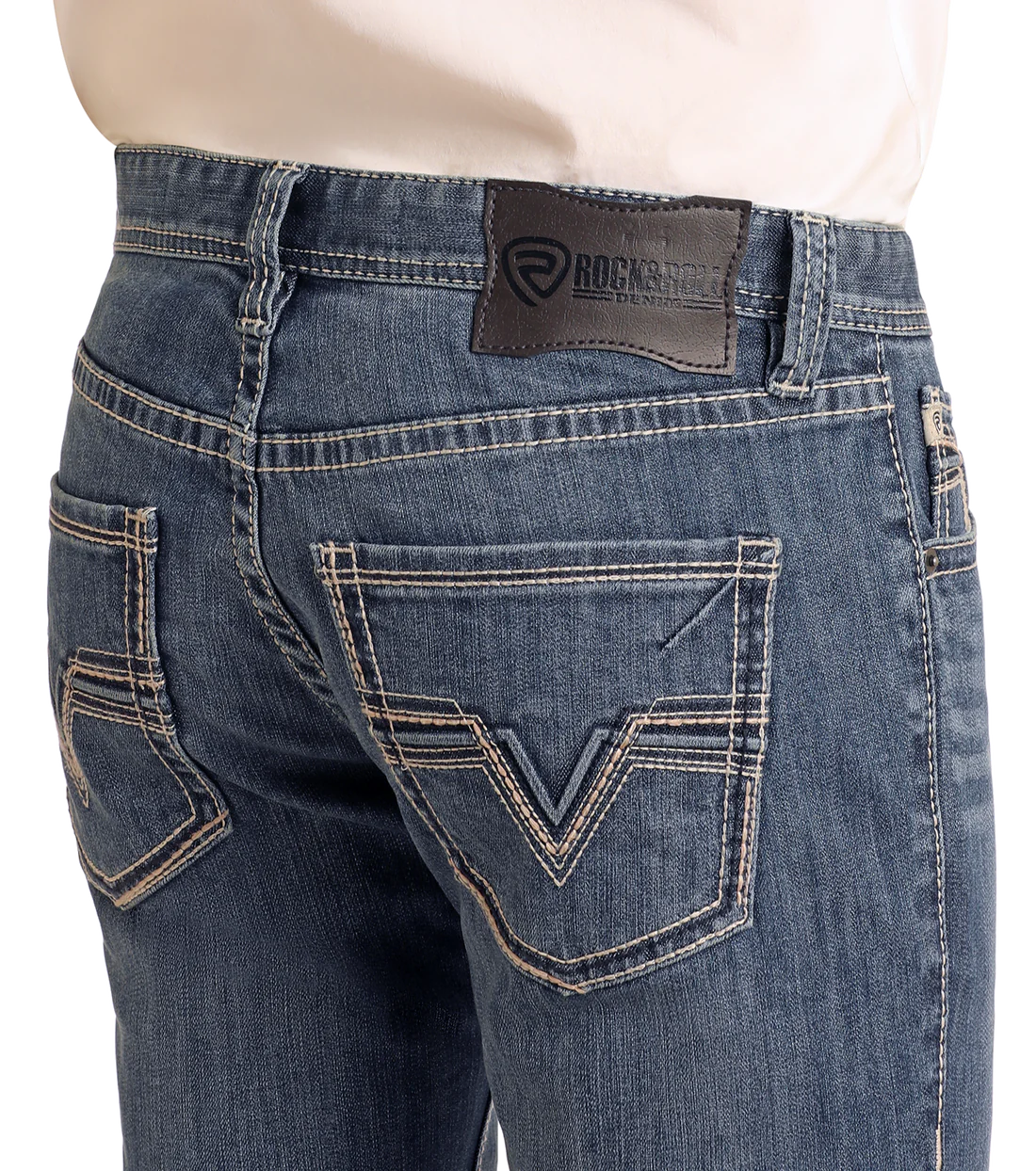 Rock&Roll Two Tone EMB Skinny Jean