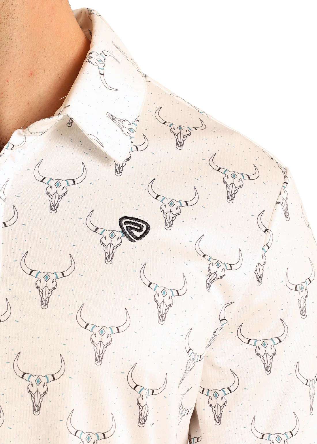 ROCK&ROLL RR LONGHORN PRINTED POLO - WHITE