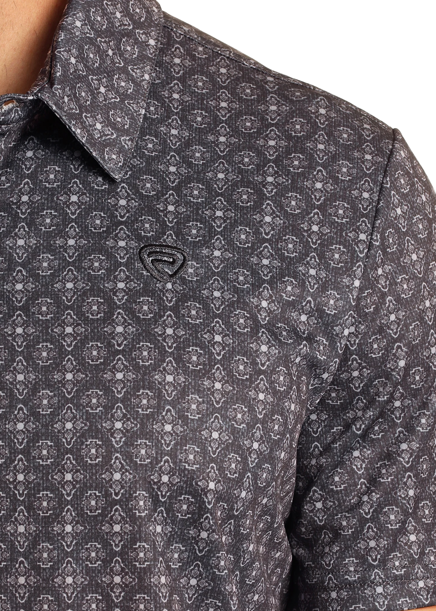 ROCK&ROLL GEO PRINTED POLO - BLACK