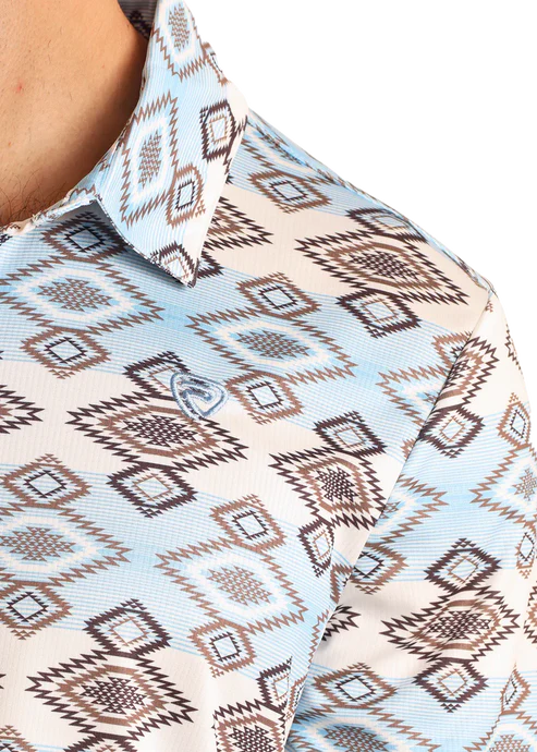 ROCK & ROLL DENIM AZTEC PRINTED POLO - WHITE