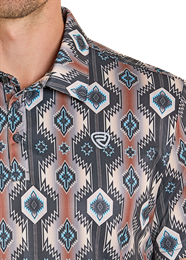 Rock&Roll Black Aztec Printed Polo