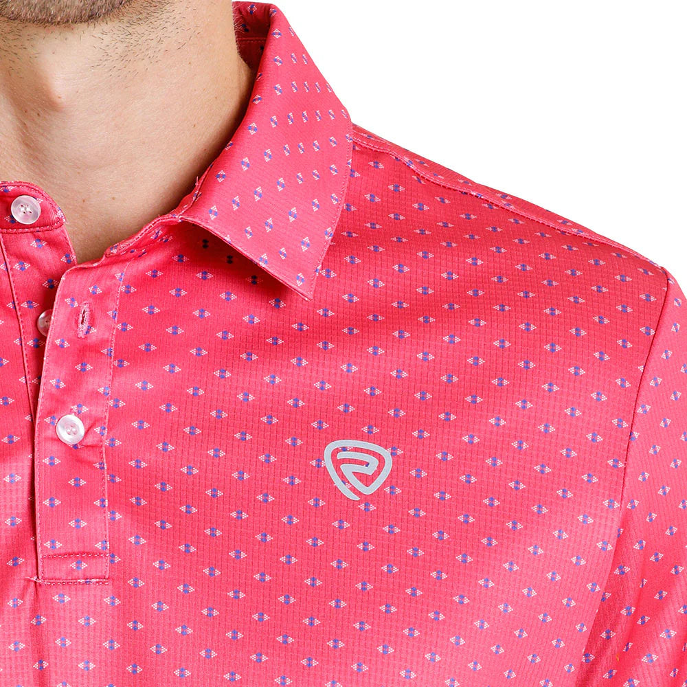 Rock & Roll Denim Men's Hot Pink Geo Print Performance Polo