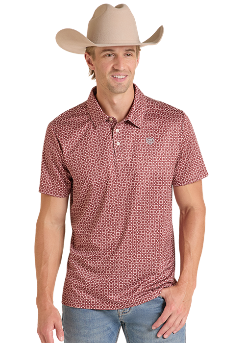 Men's Rock&Roll Medallion Print Polo