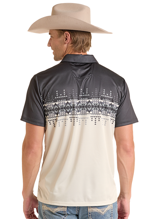 Men's Rock&Roll Border Print Polo