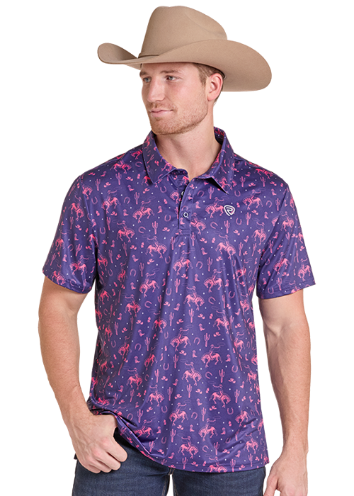 Men's Rock&Roll Novelty Print Polo