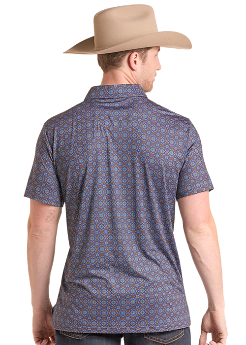 Men's Rock&Roll Medallion Print Light Polo Shirt