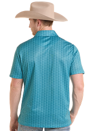 Rock&Roll Stripe Printed Polo - Turquoise