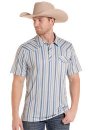 Rock&Roll Striped Core Western Polo - Beige