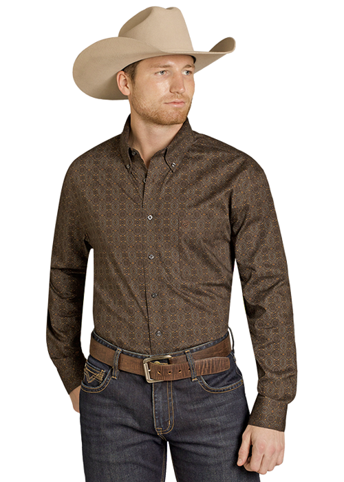 Rock&Roll Medallion Printed Long Sleeve Button Down Shirt