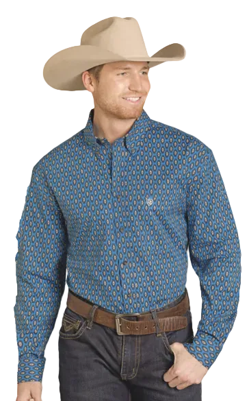 Rock&Roll Men's Mini Aztec Long Sleeve Snap