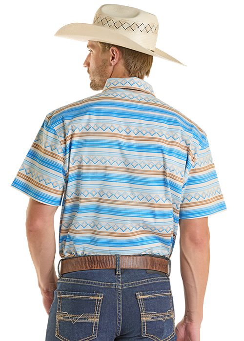 Rock&Roll Stripe Printed Short Sleeve Button Down Shirt