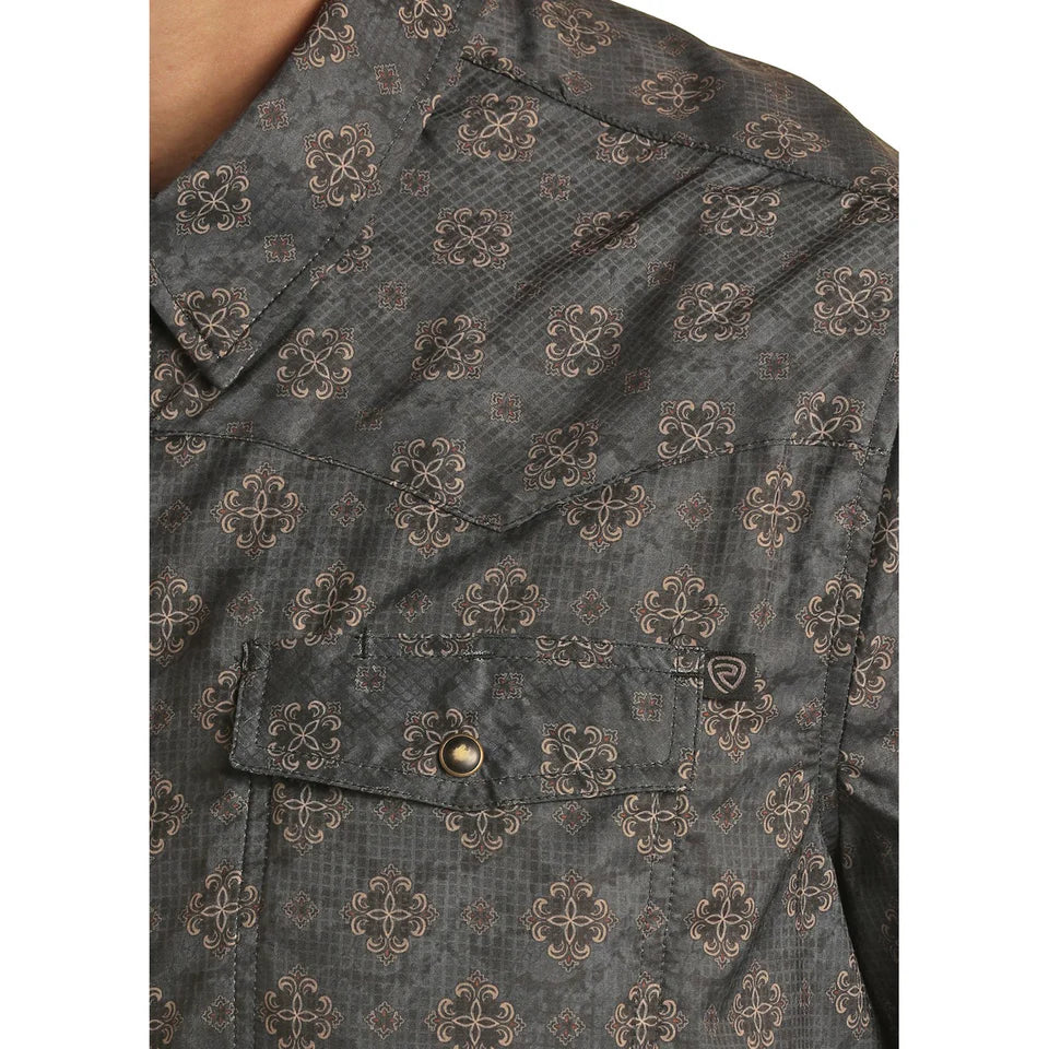 Rock&Roll 2Pkt Medallion Ripstop SS Snap  - Black
