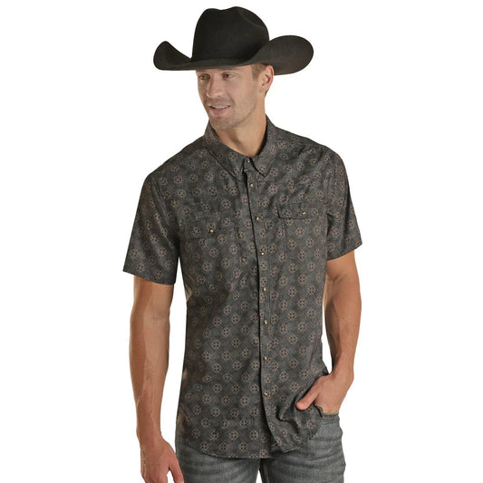 Rock&Roll 2Pkt Medallion Ripstop SS Snap  - Black