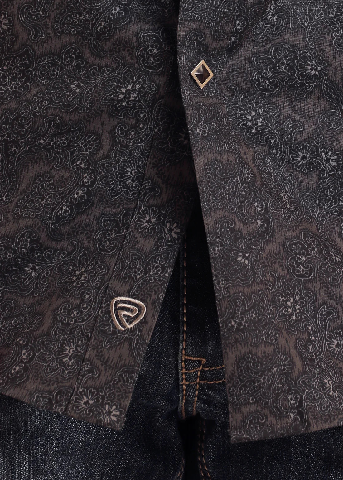 Rock&Roll Paisley Print SS Snap - Black