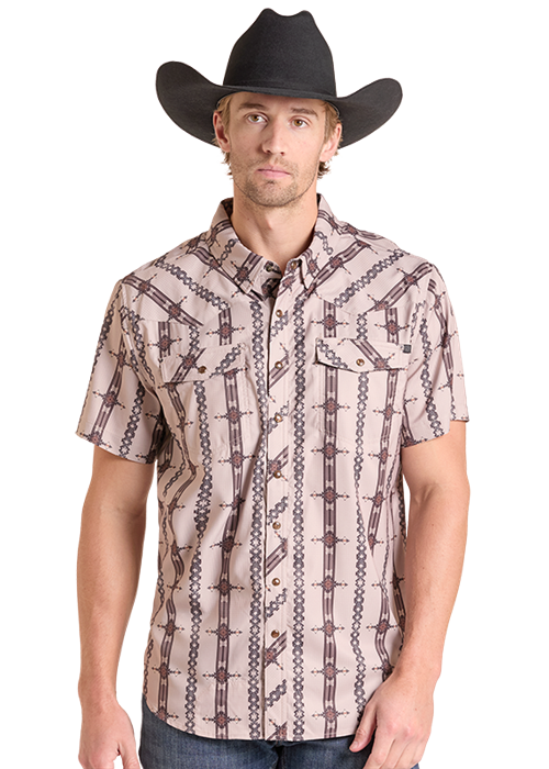 Rock&Roll Aztec Stripe Print Shirt