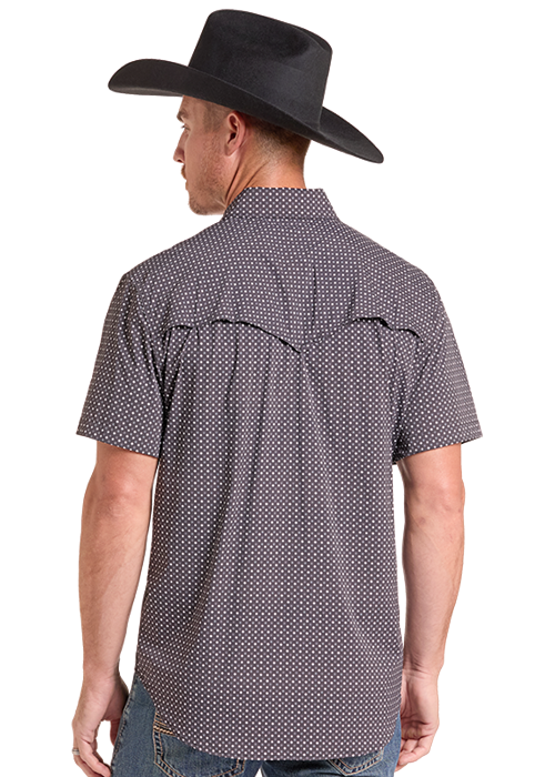 Men's Rock&Roll Micro Geo Print SS Snap Shirt
