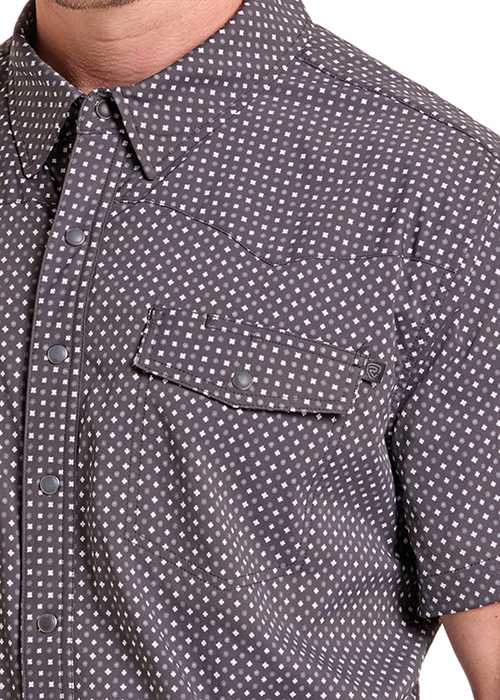 Men's Rock&Roll Micro Geo Print SS Snap Shirt