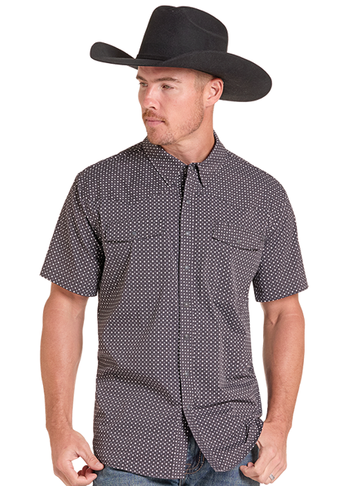 Men's Rock&Roll Micro Geo Print SS Snap Shirt