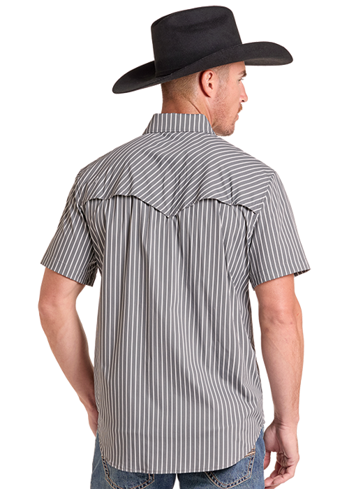 Rock&Roll Stripe Print SS Snap Shirt