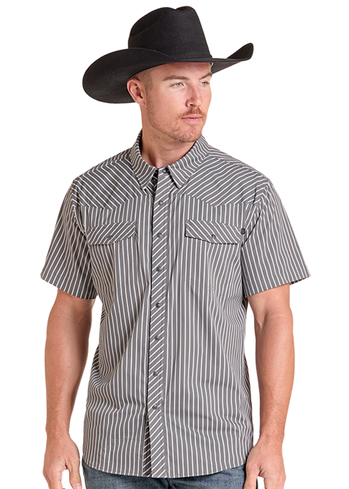 Rock&Roll Stripe Print SS Snap Shirt