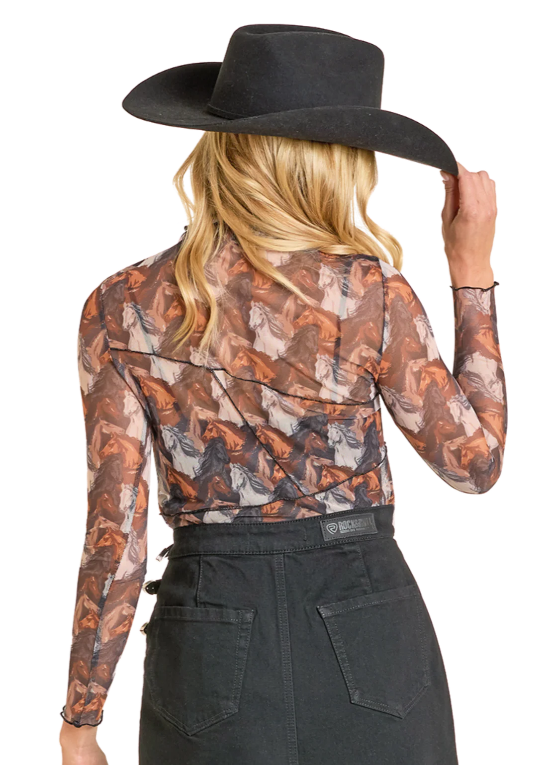 Women's West Desperado Horse Print Mesh Top