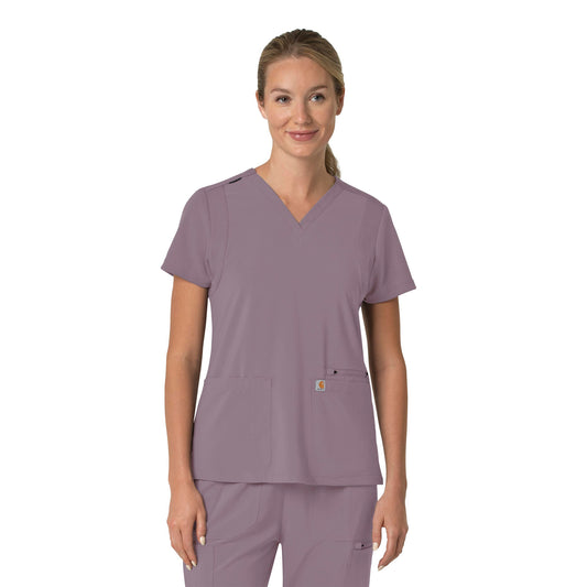 Carharrt Force Cross-Flex Women's Flex Panel V-Neck Scrub Top Lavender Mist