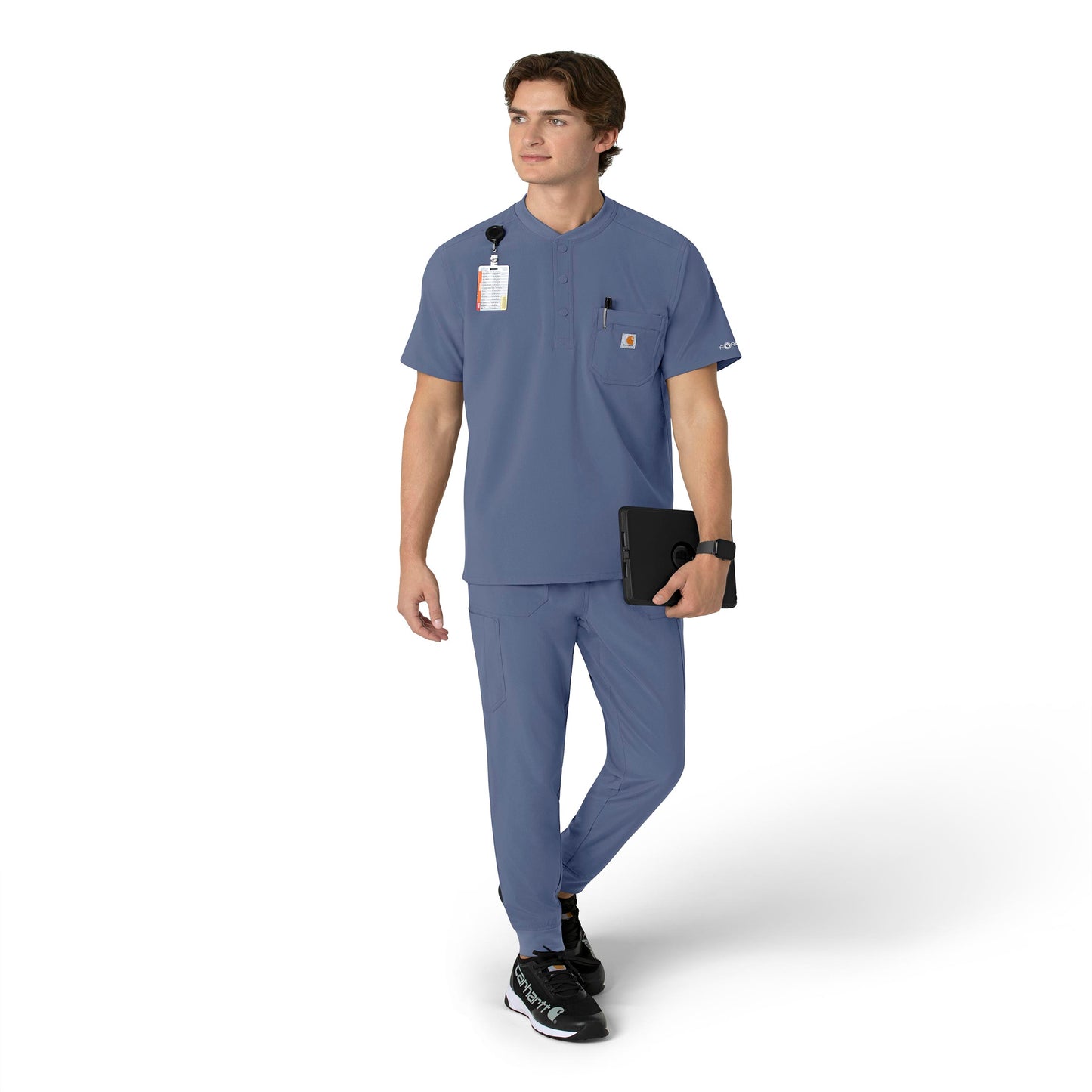 Carhartt Force Cross-Flex Men's Henley Scrub Top Riverside