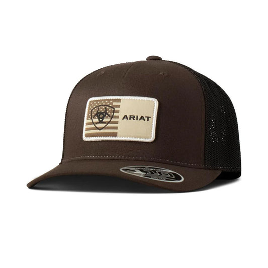American Flag Patch Brown Cap