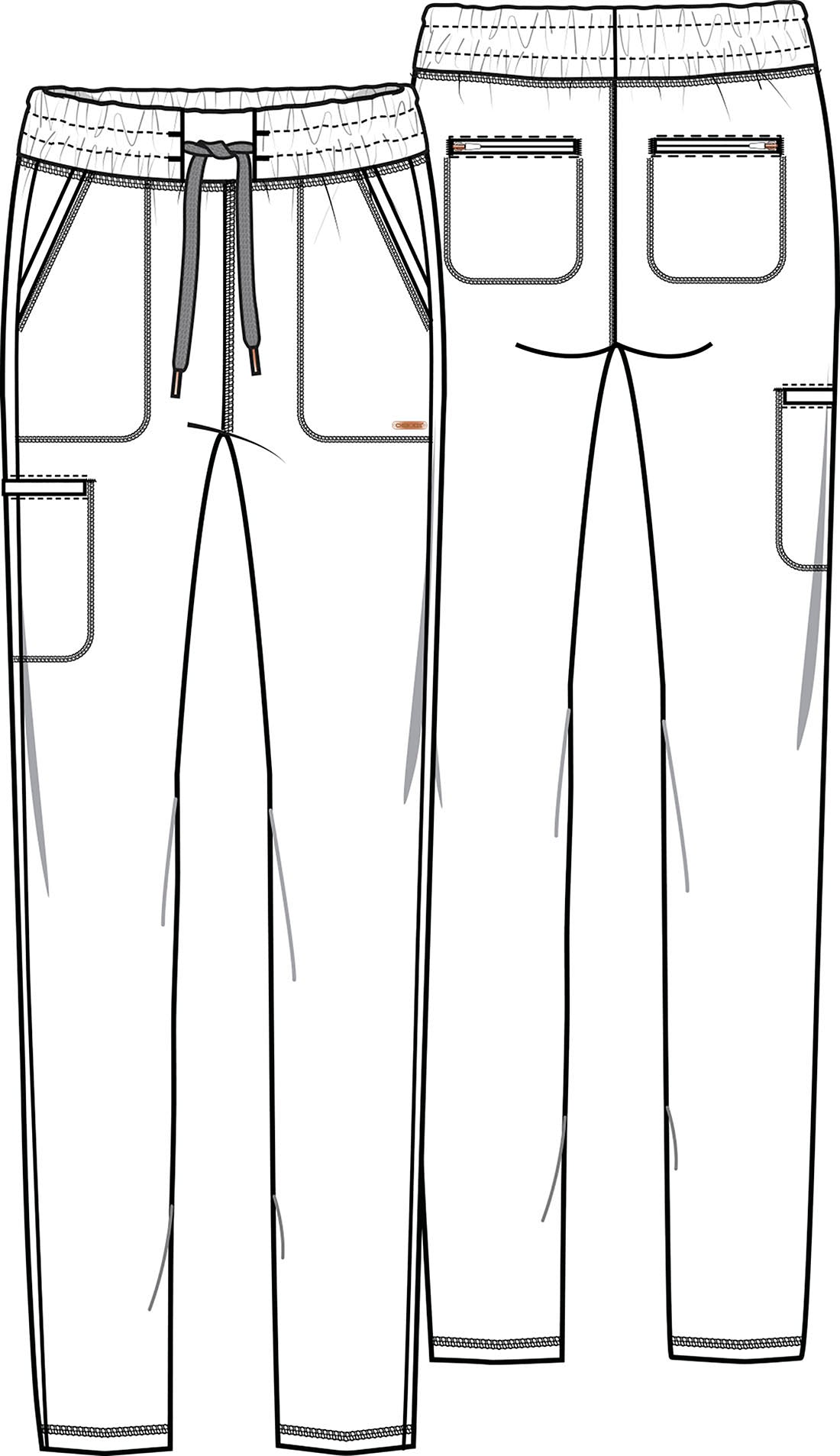 CHEROKEE FORM Mid Rise Tapered Leg Drawstring Pant OLIVE