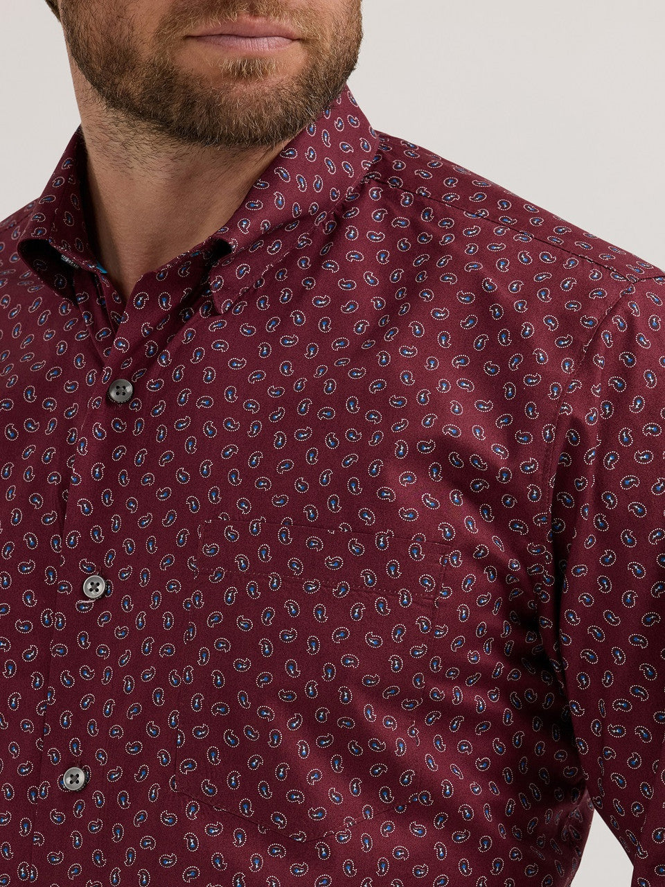Wrangler Cody Johnson Maroon Print Shirt