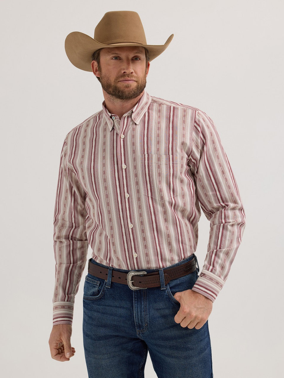 Wrangler Cody Johnson Red Stripe Print Shirt