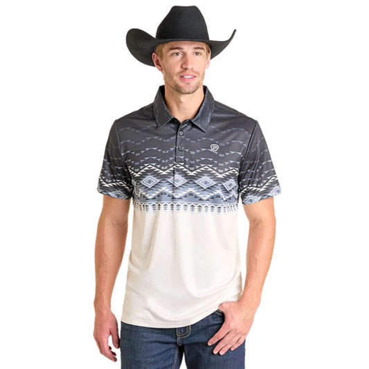 ROCK&ROLL BORDER PRINTED POLO