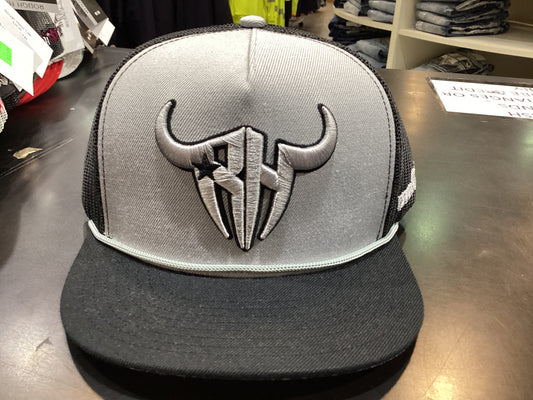 Rough Hand silver bull with black Star flat cap
