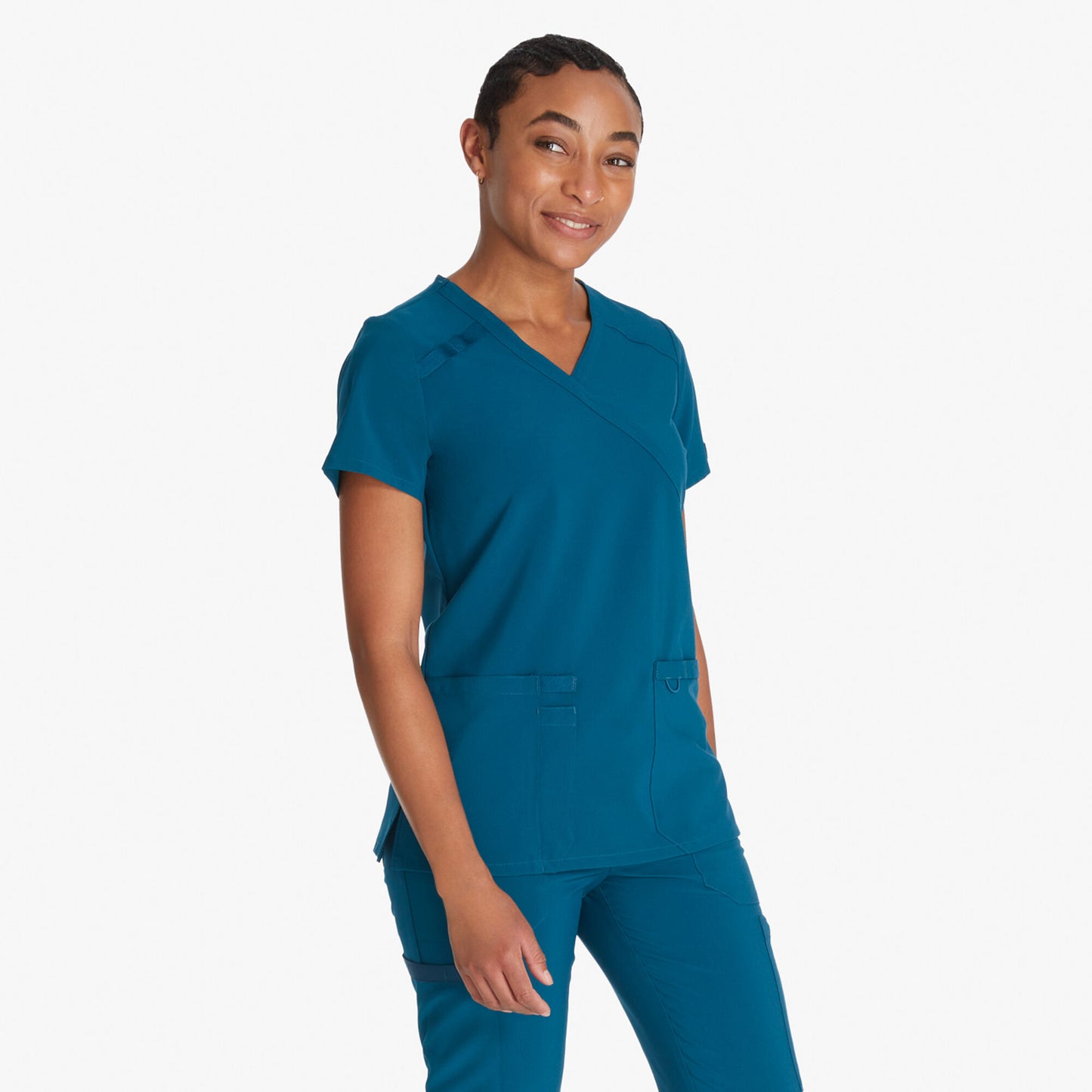 Women's EDS Essentials Mock Wrap Scrub Top - Plus