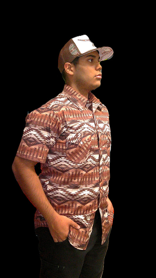 Rock&Roll Aztec Print SS Snap Shirt