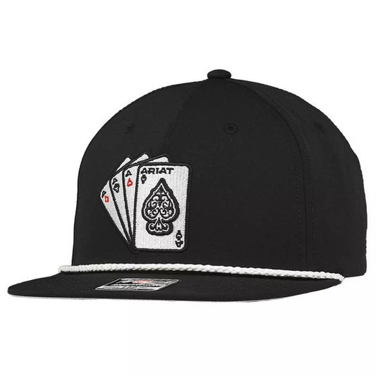 ARIAT BLACK & WHT EMB STRING/CARDS CAP