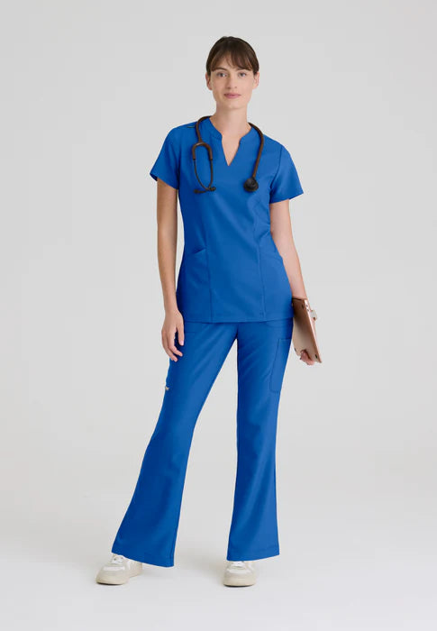 Sky 2-Pocket Banded Notched Neck Top