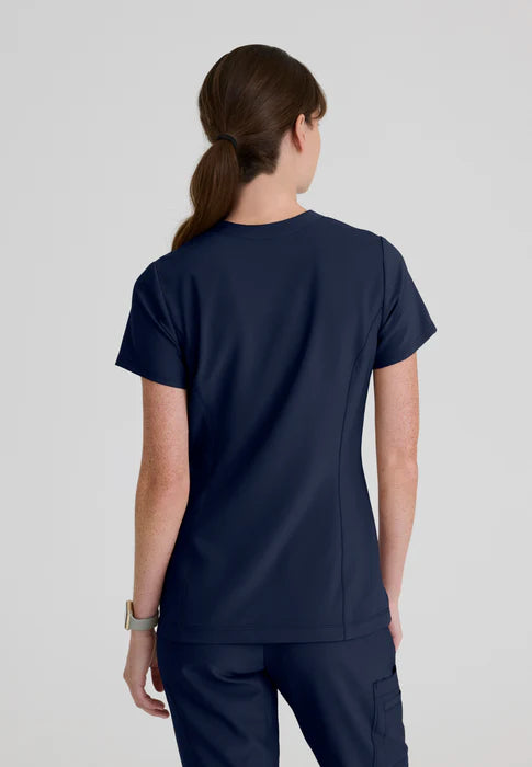 Sky 2-Pocket Banded Notched Neck Top