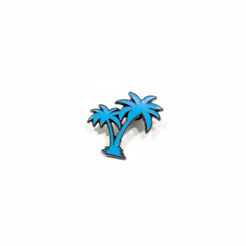 Gradient Palm Tree Hat Pin - Blue in Black