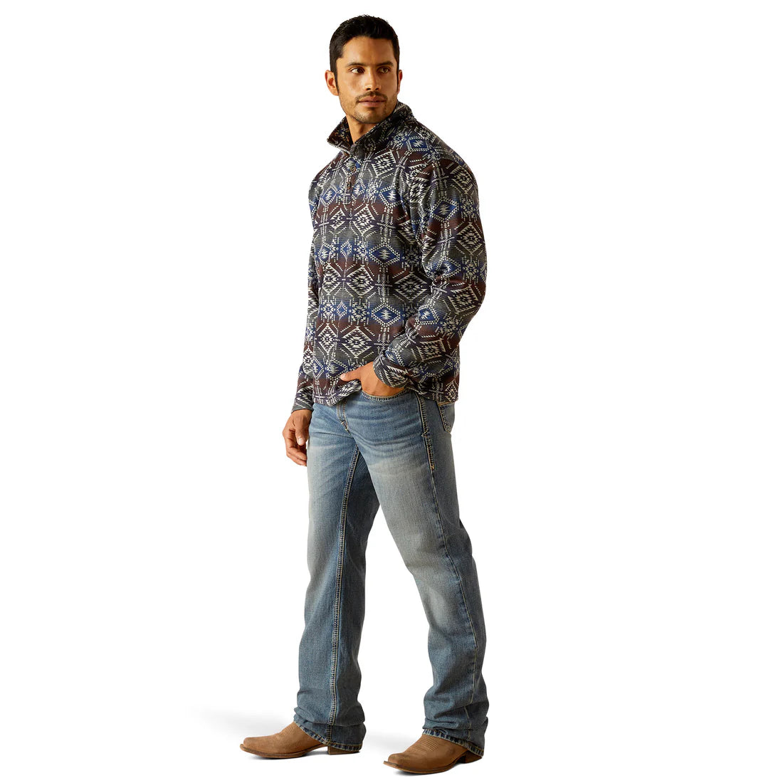 **FINAL SALE** Ariat Men's Wesley Jetty Gray Serape Print Pullover Sweatshirt