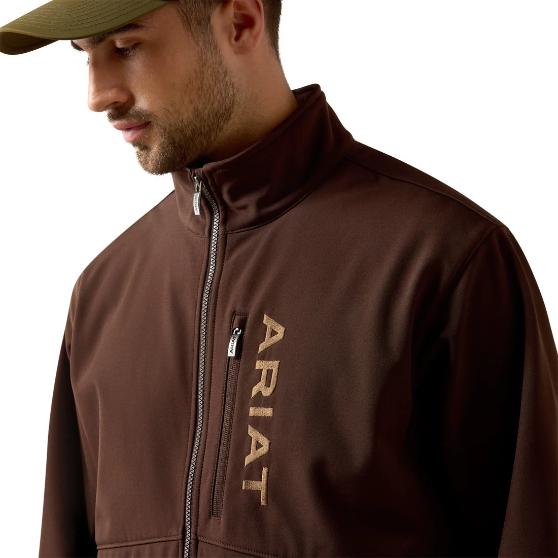 Ariat Men's Chest Logo Softshell Mole Brown Jacket