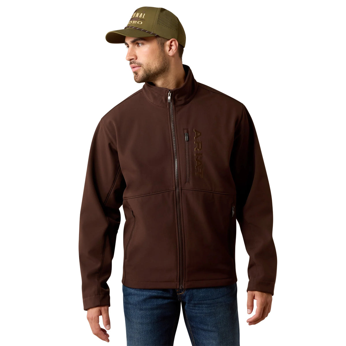 Ariat Men's Chest Logo Softshell Mole Brown Jacket