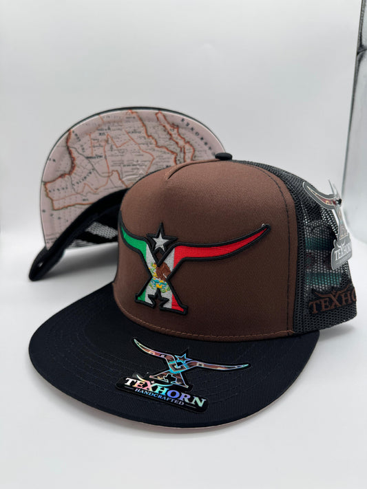 TEXHORN HAT - Brown And Black With Mexico Flag
