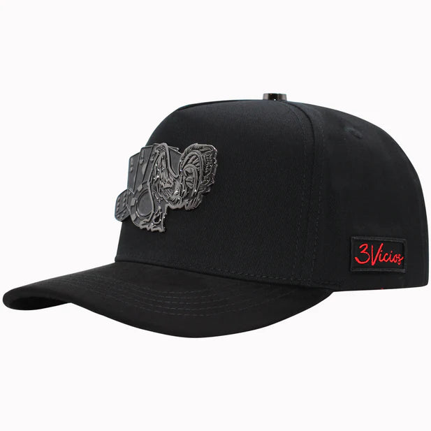 FERRETI HATS PREMIUM Los 3 Vicios Black on Black Baseball Cap For Men