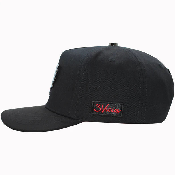 FERRETI HATS PREMIUM Los 3 Vicios Black on Black Baseball Cap For Men