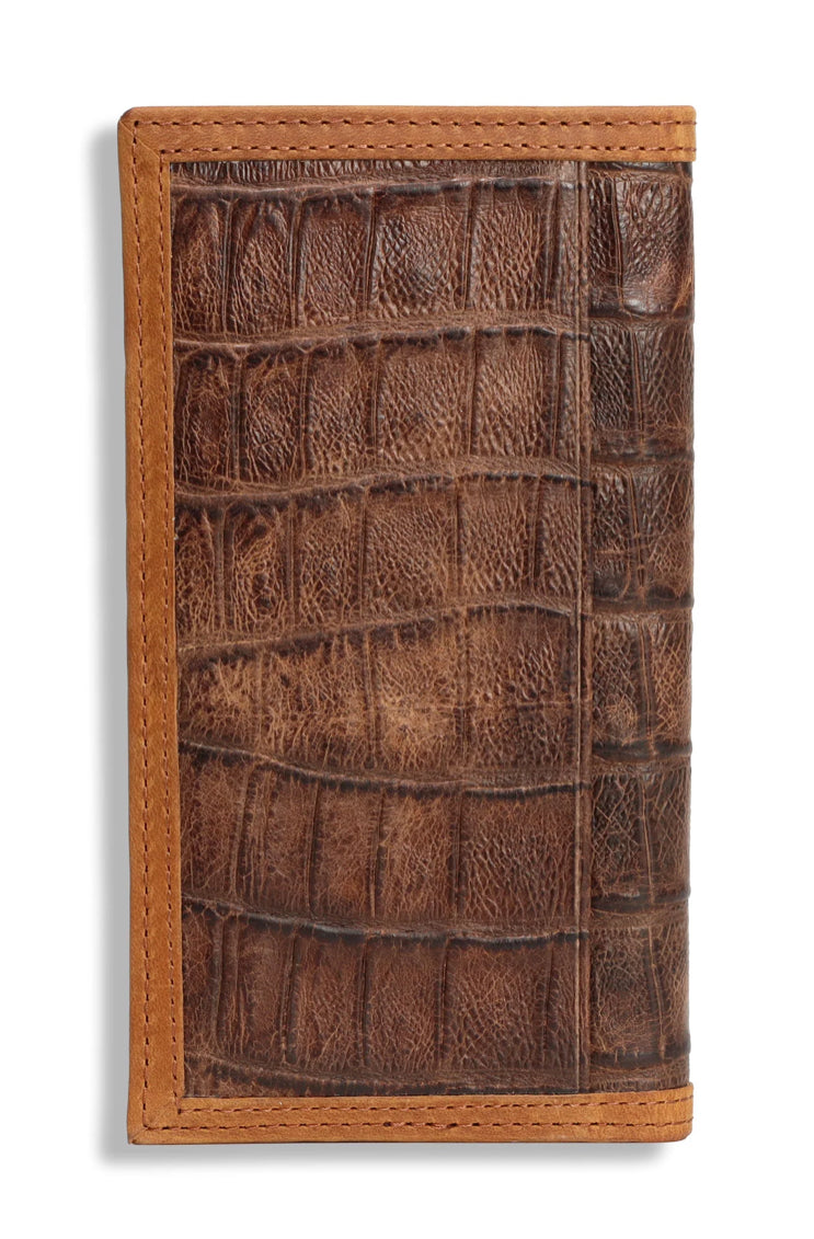 Ariat Mens Croc Shield Concho Brown Rodeo Wallet
