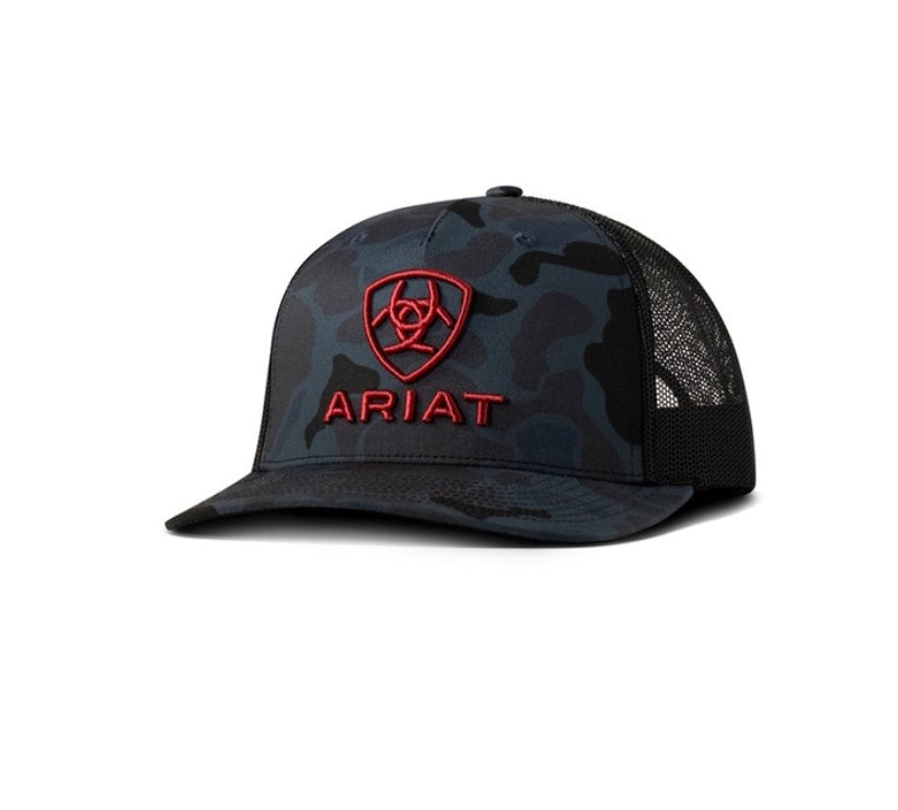GORRA AZUL MARINO ARIAT CON LOGOTIPO CAMUFLAJE 3D BORDADO