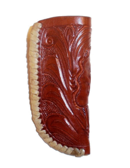 Western Chestnut Tooled Leather Knife Sheath with Rawhide Trim
WFAKK02C