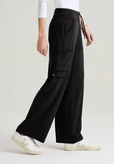 Aria Women's 6-Pocket Jersey Knit Waistband Wide Leg Pant